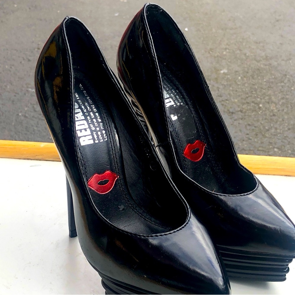 RedKiss Women’s Black stiletto High Heel Platform Pumps Shoes Size 7